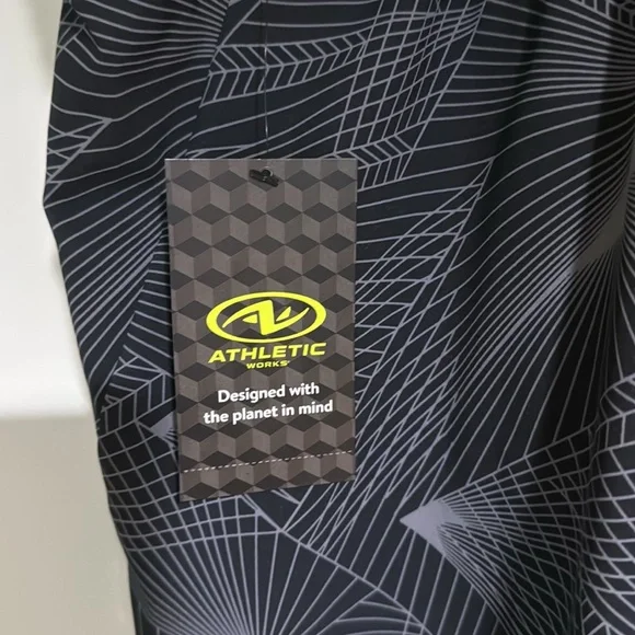 Athletic Works Black and Gray Patterned Shorts with built in liner - Picture 5 of 6